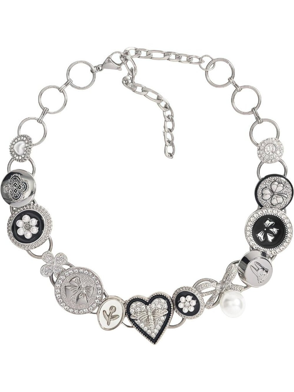 Y2K Grunge Vintage Bottle Cap Choker Necklace - Gothic Punk Jewelry, Silver